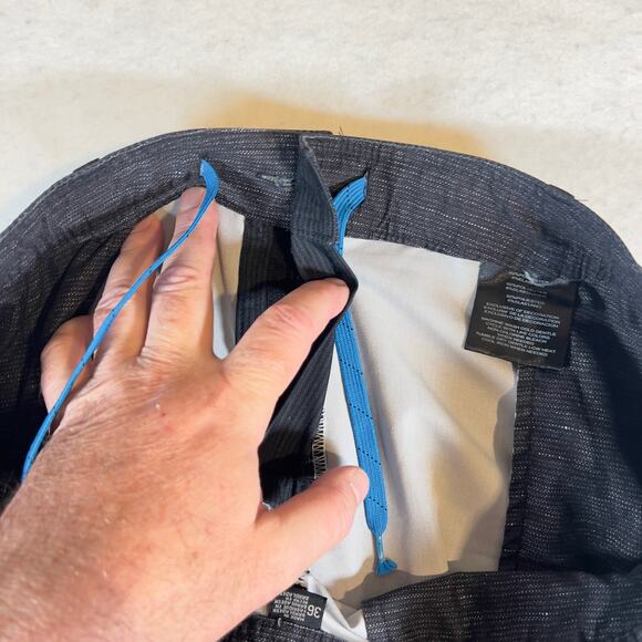 Hang Ten Hybrid Shorts Men W36 Quick Dry Mesh Pockets Black Grey Stripe STRETCH - Picture 6 of 16